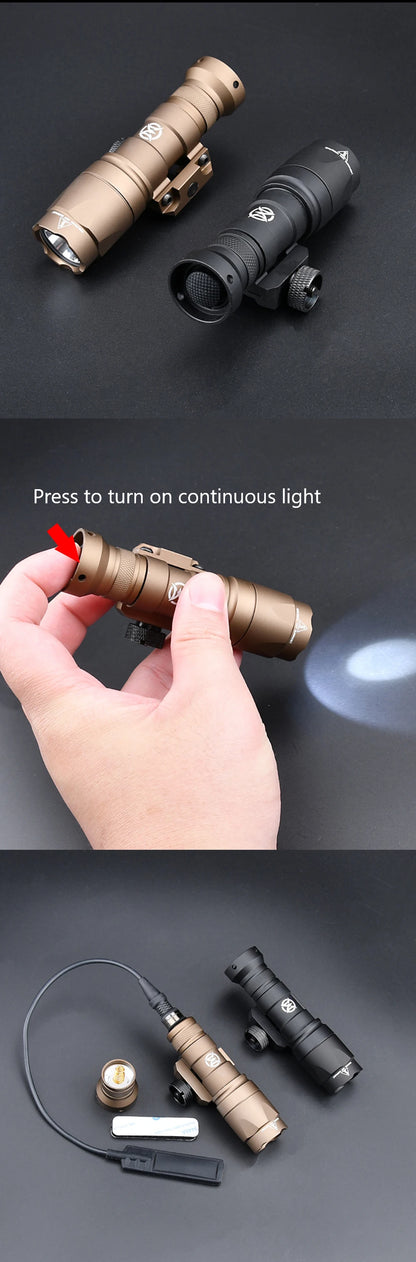 WADSN Surefire M300A Tactical Flashlight - Mini Weapon Scout LED Light, 20MM Rail Mount, Momentary & Constant-On Mode