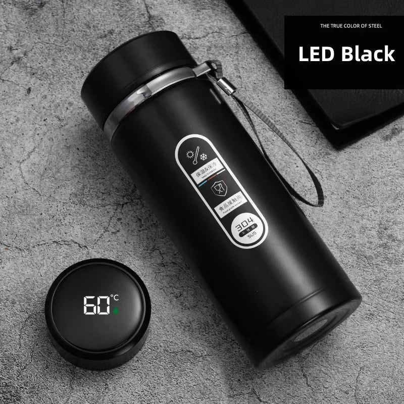 Stainless Steel Thermos Bottle 500ML-1L with LED Temperature Display - SUS304 Vacuum Flask for Tea and Water, Portable Travel Cup