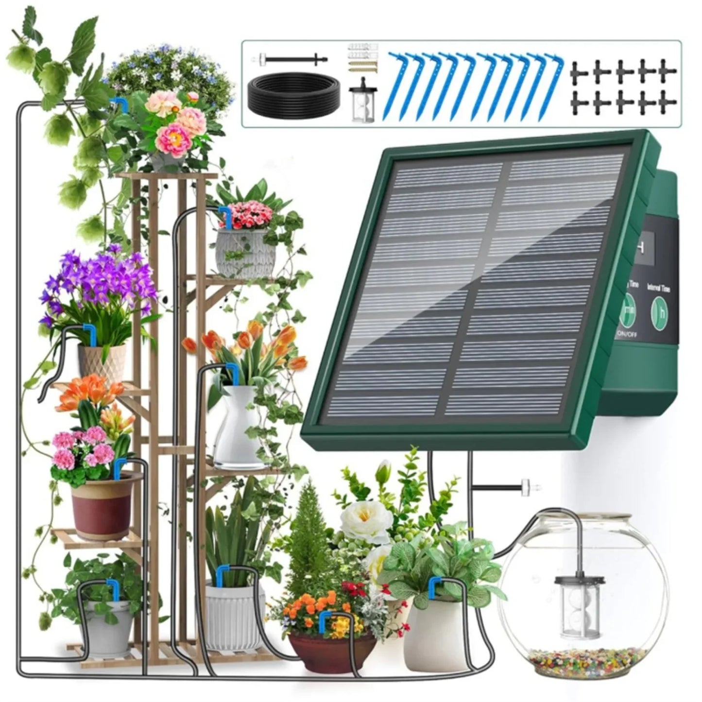 Solar Garden Drip Irrigation System — Automatic Balcony Watering DIY with Drip Hose