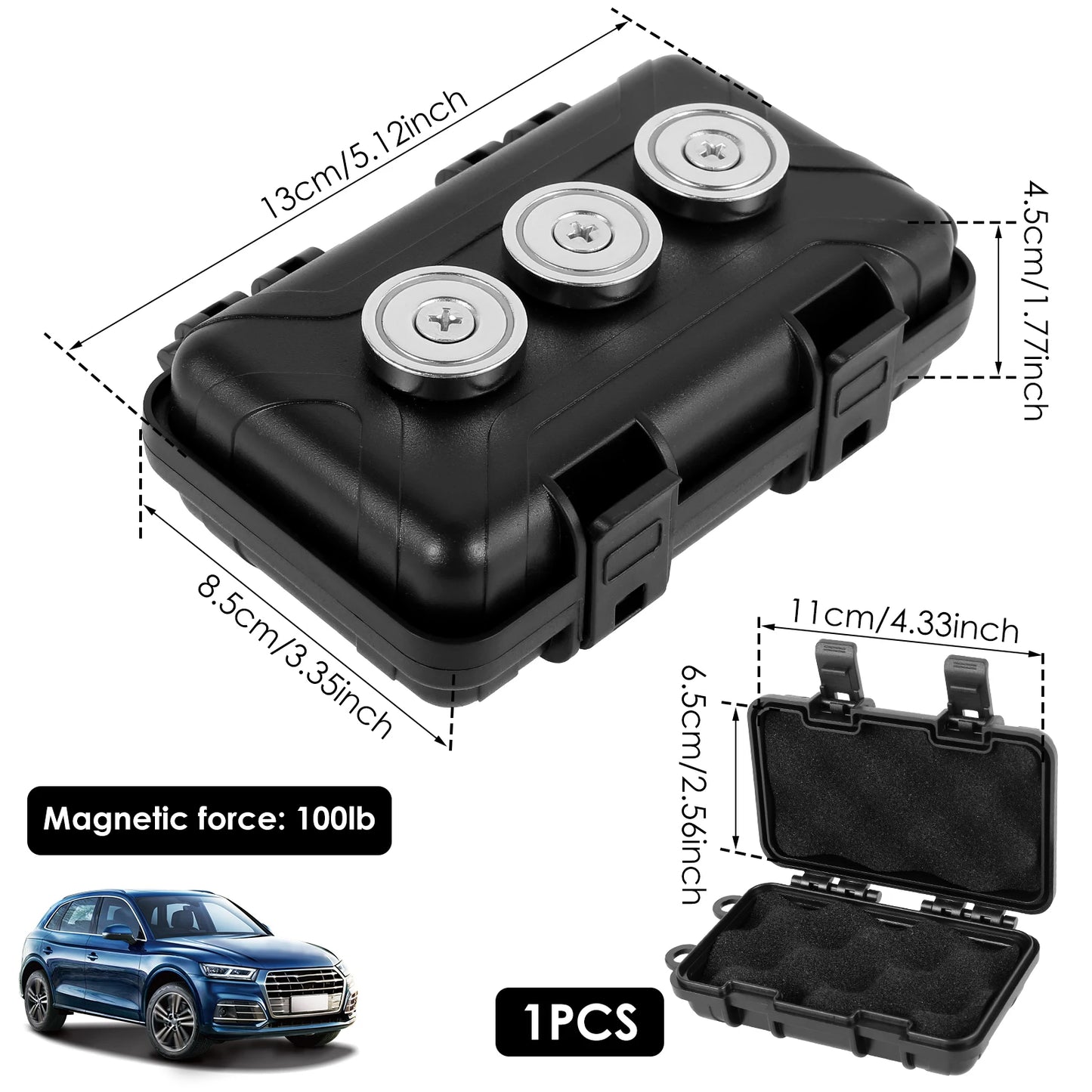 1-2Pcs Upgraded Magnetic Key Holder – Waterproof & Rustproof Under Car Key Box (Multifunctional Spare Key Hider)