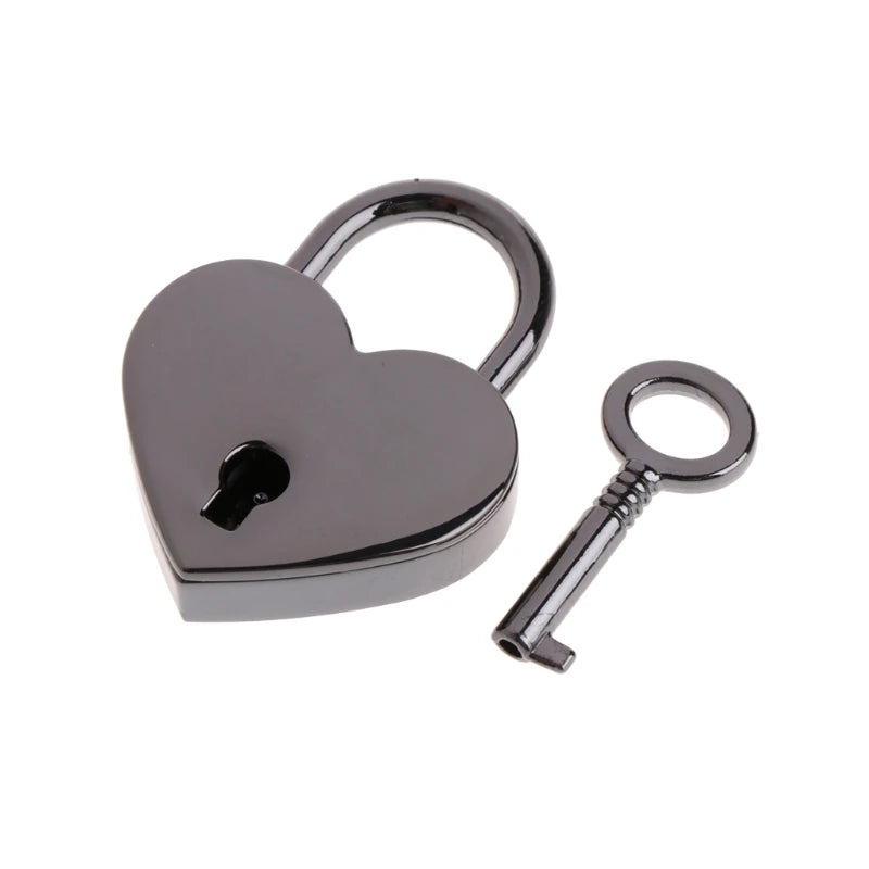 Vintage Wish Lock Mini Heart Shaped Lock Wedding Keyed Padlocks Personalized Padlock for Jewelry Box Small Wooden Box
