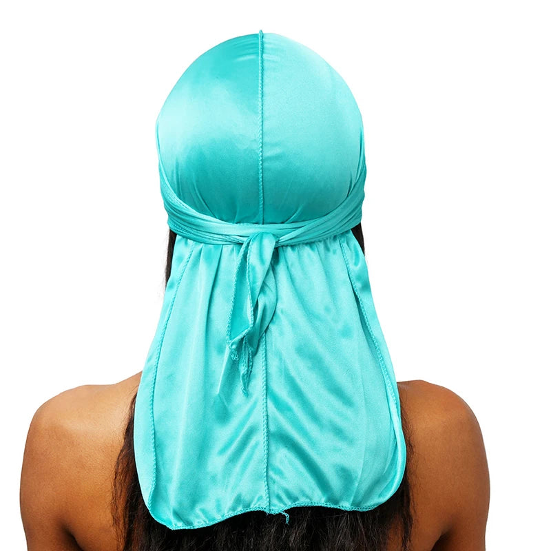 Unisex Silky Long Tail Durag Pirate Hat – Fashion Headwrap, Turban, Bandana, Cap for Women & Men, Hijab Hair Accessories