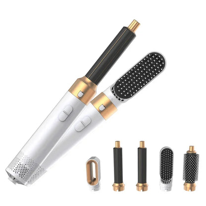 Professional 5-in-1 Air Hair Styler – Low Noise Hair Curling, Straightening & Drying with 1000W Hot Air Brushes