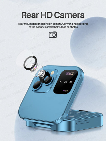 SERVO I16 Pro Mini Fold Mobile Phone — Dual SIM 2G GSM Flip Cellphone with Speed Dial, FM, 3.5mm Jack & Video Player