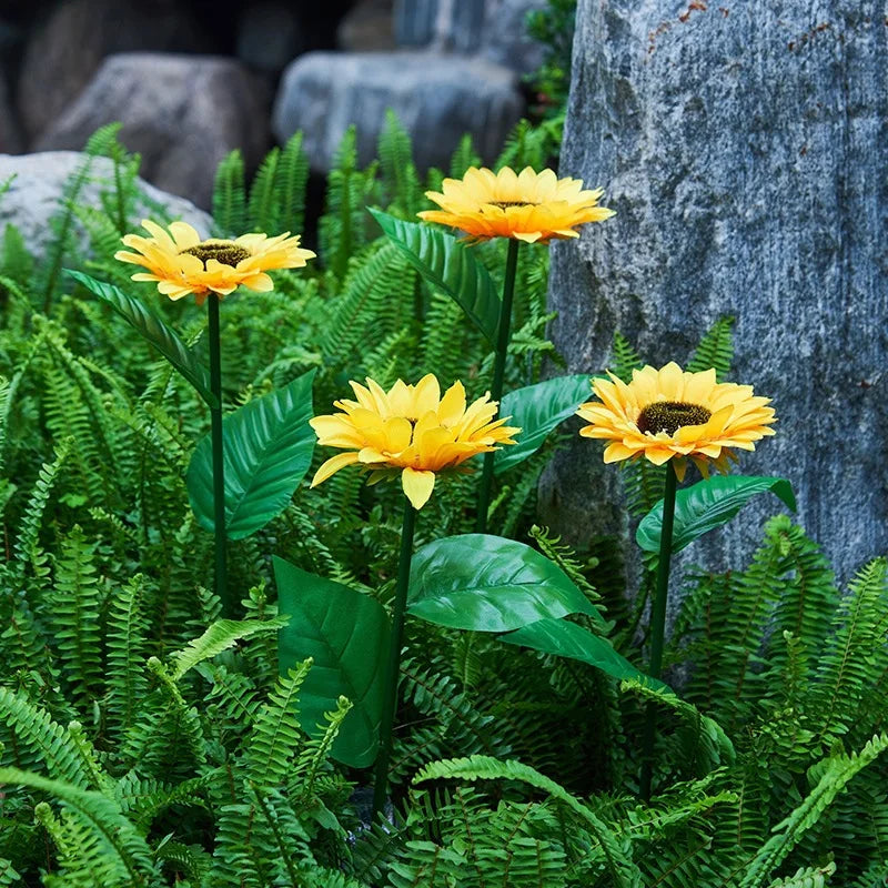 3 Heads LED Solar Sunflower Light – Garden and Lawn Night Lights, Landscape Lamp for Home Decoration and Christmas