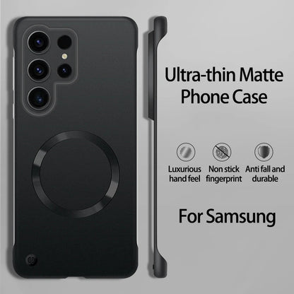 Ultra Thin Magnetic Metal Case for Samsung S25/S24 Ultra, S23/S22 FE – Frameless Matte PC Cover with MagSafe Compatibility
