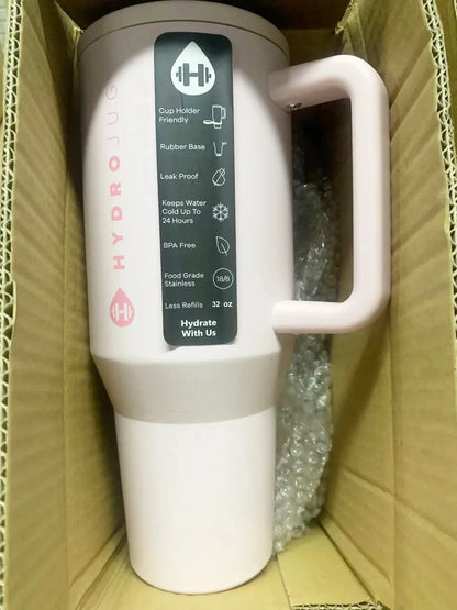 HydroJug 32oz/40oz Traveler Tumbler — Stainless Steel Vacuum Insulated Car Mug with Straw Lid & Double Wall Thermal Iced Design