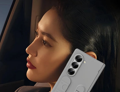 Original Silicone Grip Phone Case for Samsung Galaxy Z Fold 4-7 – Stand & Hinge Protective Cover with Glass Film