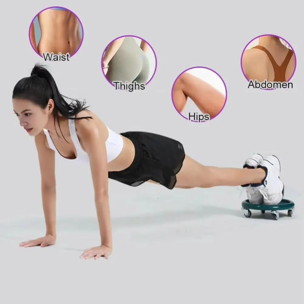 Noiseless 4-Wheel Abdominal Roller – Multifunctional Muscle Trainer with Handles for Gym & Home