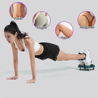 Noiseless 4-Wheel Abdominal Roller – Multifunctional Muscle Trainer with Handles for Gym & Home