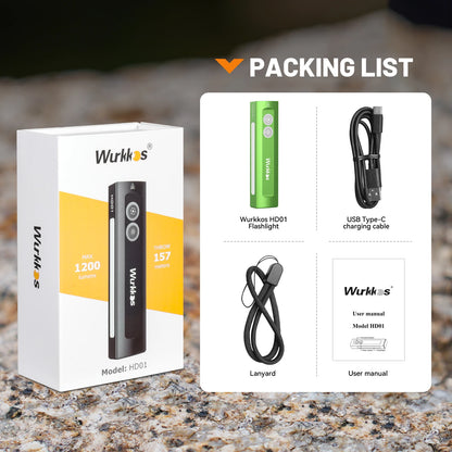 Wurkkos HD01 Multifunctional Flashlight – 1200LM 90CRI with Side RGB Lights, IP65 Waterproof for Hiking