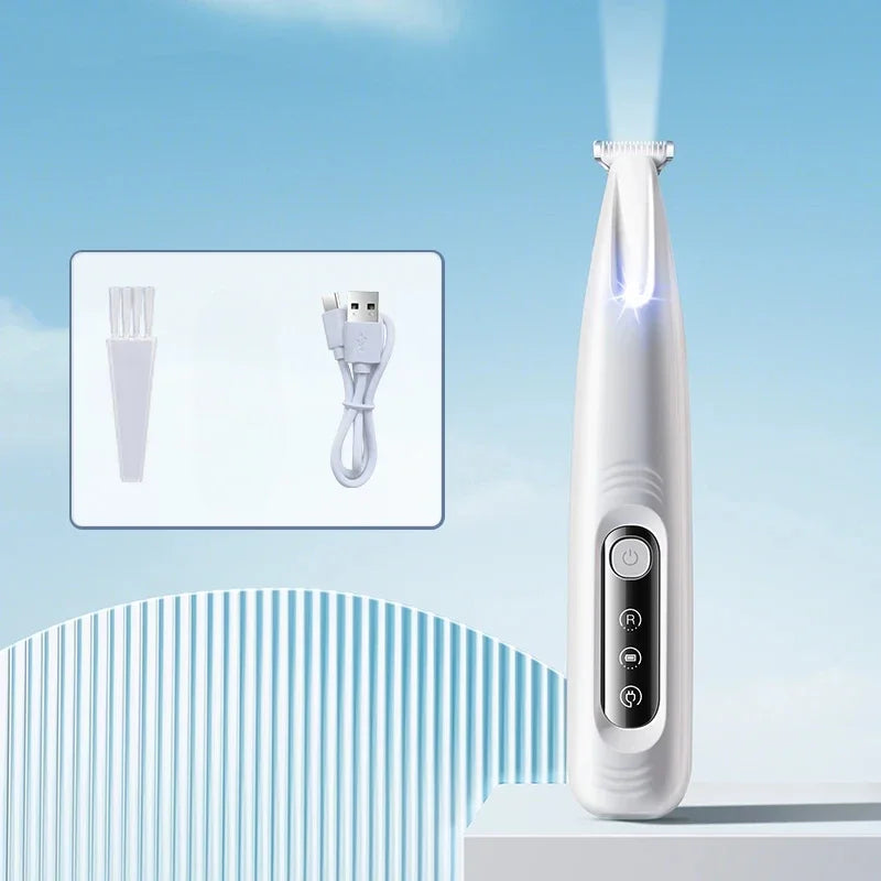 Type-C Dog Paw Trimmer - Waterproof Pet Hair Clippers with LED Light & Display, 18mm Wide Blade Grooming Tool