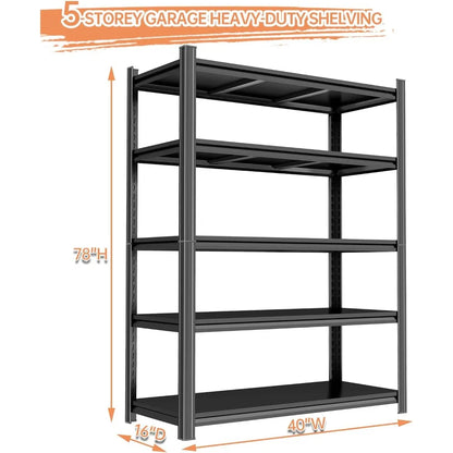 Heavy Duty 5-Tier Metal Garage Shelving – 3500LBS Adjustable Storage Shelves for Basement & Commercial Use