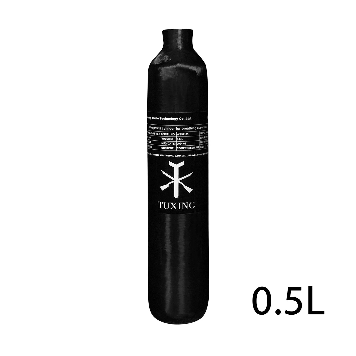 TUXING 4500PSI 300BAR 30MPA 0.5L Carbon Fiber Scuba Diving Cylinder HPA High-Pressure Tank M18*1.5