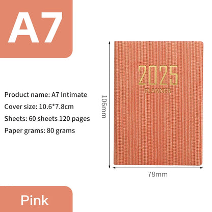 2025 A7 Pocket Planner – 365 Day PU Cover Notebook, Daily & Weekly Calendar, Office & School Agenda
