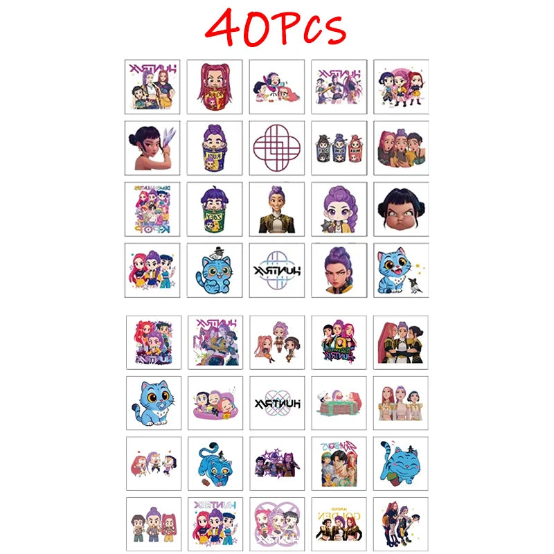 20pcs Cartoon K-Pop Demon Hunters Rumi Temporary Tattoo Stickers – Fun Party Gift Set