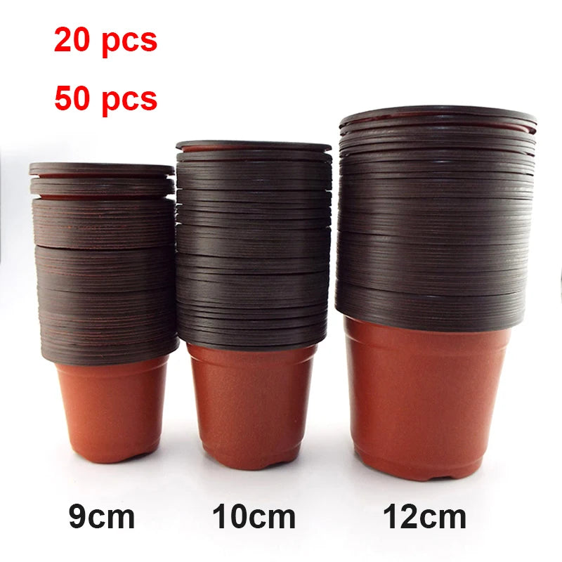 Plastic Flower Pot Grow Box with Fall-Resistant Tray – Nursery & Transplant Pots for Home Garden Plants
