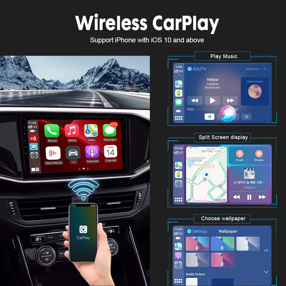 CarlinKit Wireless CarPlay Adapter — USB Dongle for Android Auto, MirrorLink, Waze & Spotify Car Multimedia