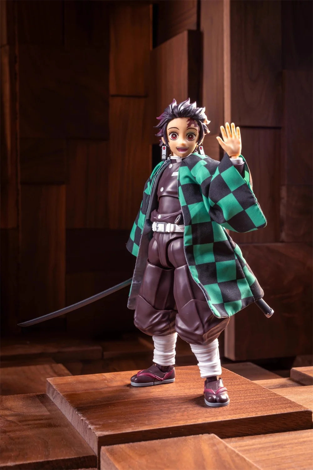 1/12 Scale Demon Slayer Action Figure – Tomioka Giyuu & Kamado Tanjirou with Grid Cloak Kimono for 6" Body Models