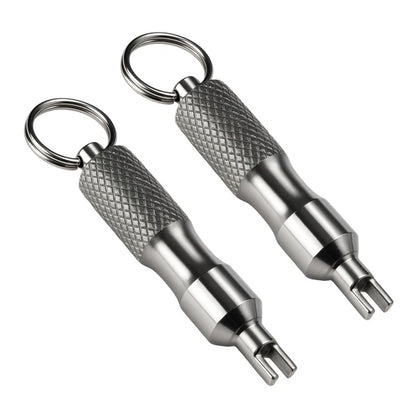 Universal Stainless Steel Tire Repair Screwdriver & Valve Wrench with Key Ring – Car & Motorcycle Tire Repair Tool