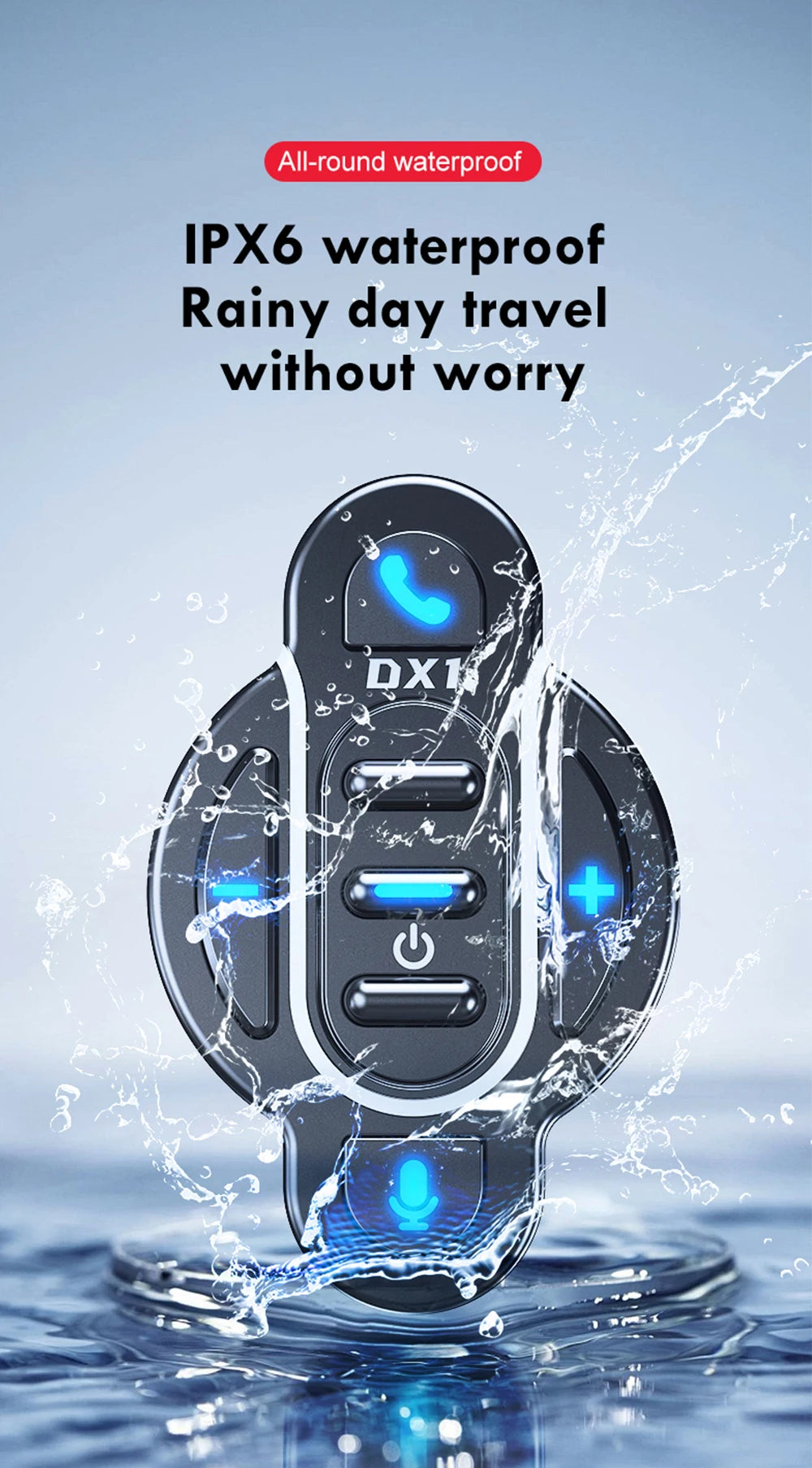 Universal Smart Bluetooth 5.4 Remote Control - Waterproof Wireless Media Controller for Motorcycle Helmet & Bike Handlebar