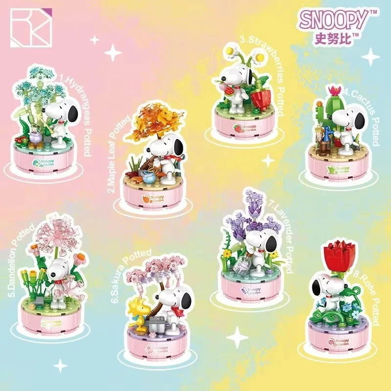 Genuine Snoopy Blind Box Puzzle — Cartoon Scene Building Block Ornaments for Children, Assembled Gift Toy