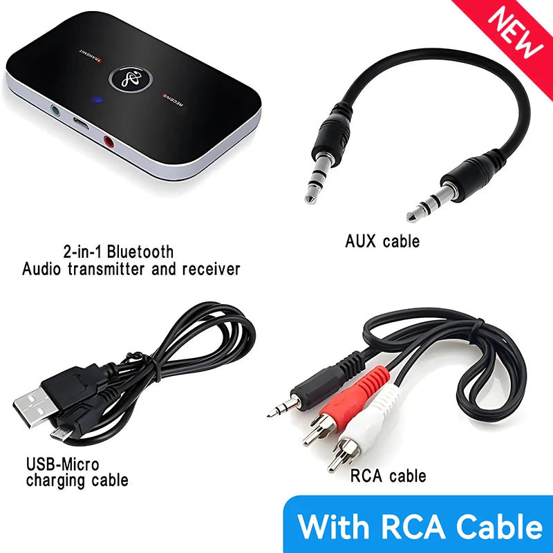 Upgraded Bluetooth 5.3 Audio Transmitter & Receiver – RCA, 3.5mm AUX, USB Wireless Adapter for Car, PC, TV & Headphones