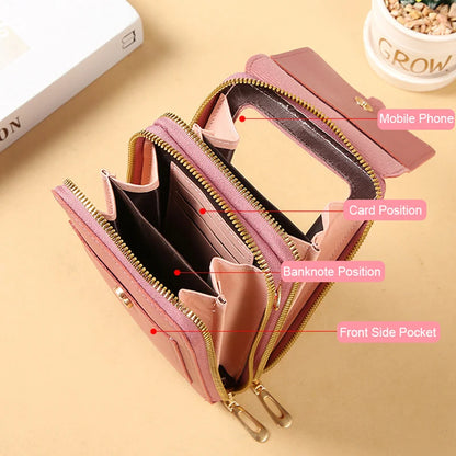 Soft Leather Women's Crossbody Bag: Touch Screen Cell Phone Wallet Hand Purse | Small Handbag for Cheap Women's Bags