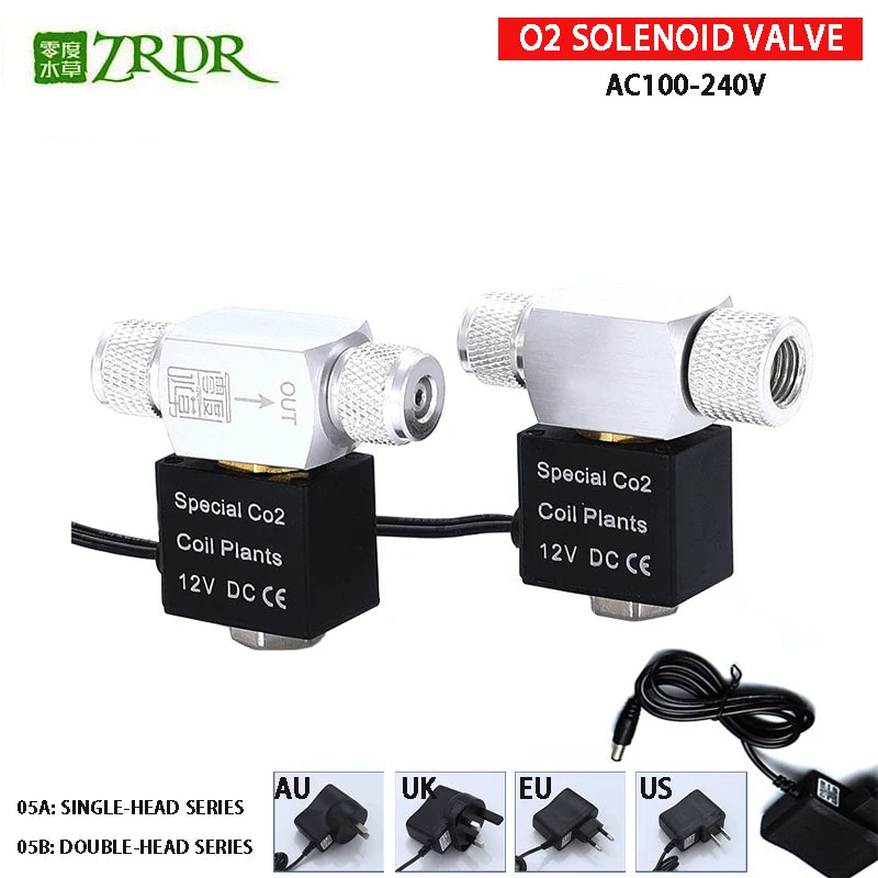 ZRDR Aquarium CO2 Solenoid Valve Regulator – 110V-220V Electric Magnetic Valve for Fish Tanks, Low Temperature, EU/US DC12V