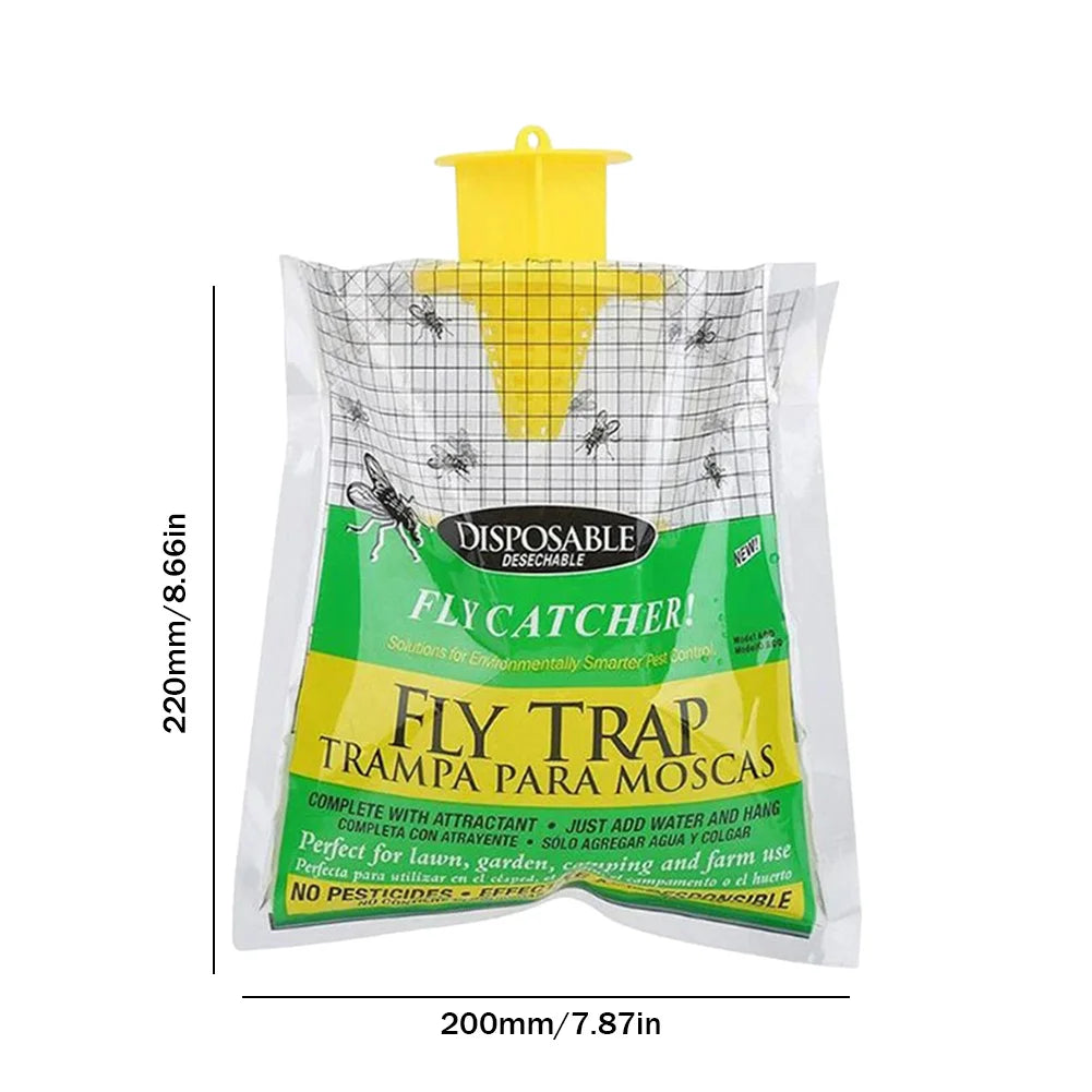 Hanging Fly Catcher Bags – Non-Toxic, Water-Soluble Disposable Fly Traps for Home & Garden