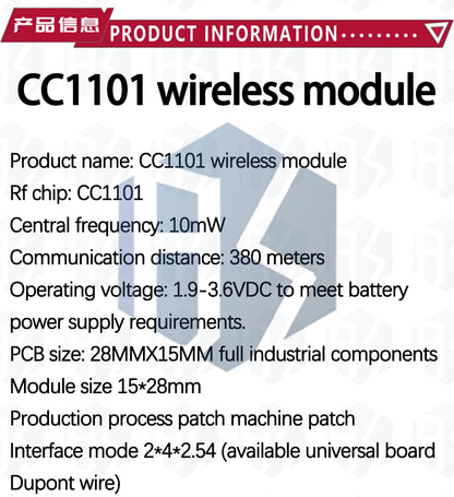 CC1101 Wireless Module - 10mW, 433MHZ/868MHZ, Long Distance Transmission 300-1000M with SMA Antenna, Wireless Transceiver