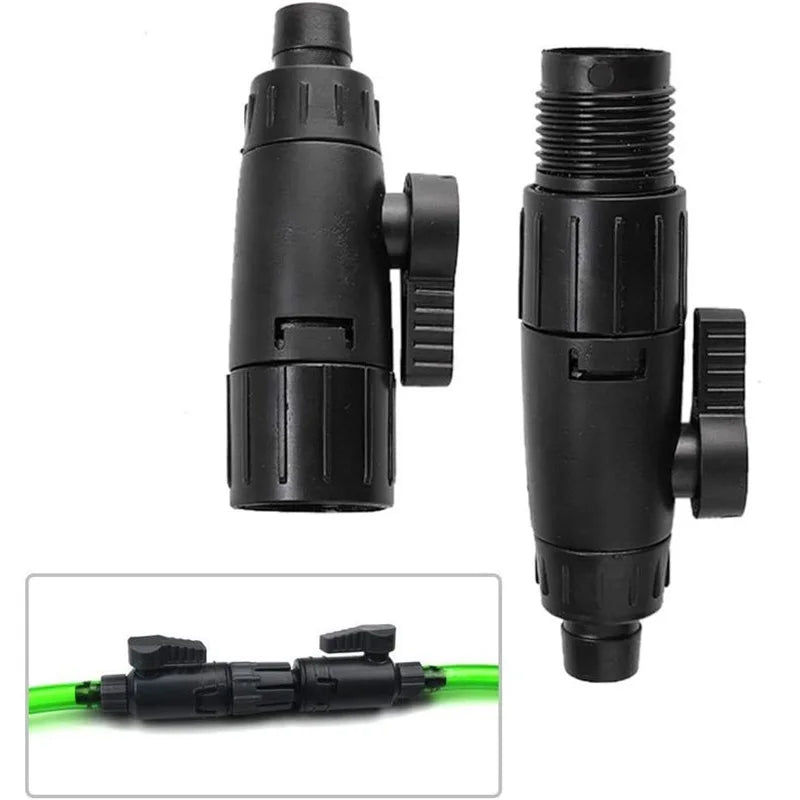 12mm/16mm Double Tap Quick Release Aquarium Valve — No-Leak Water Flow Control & Filter Connector