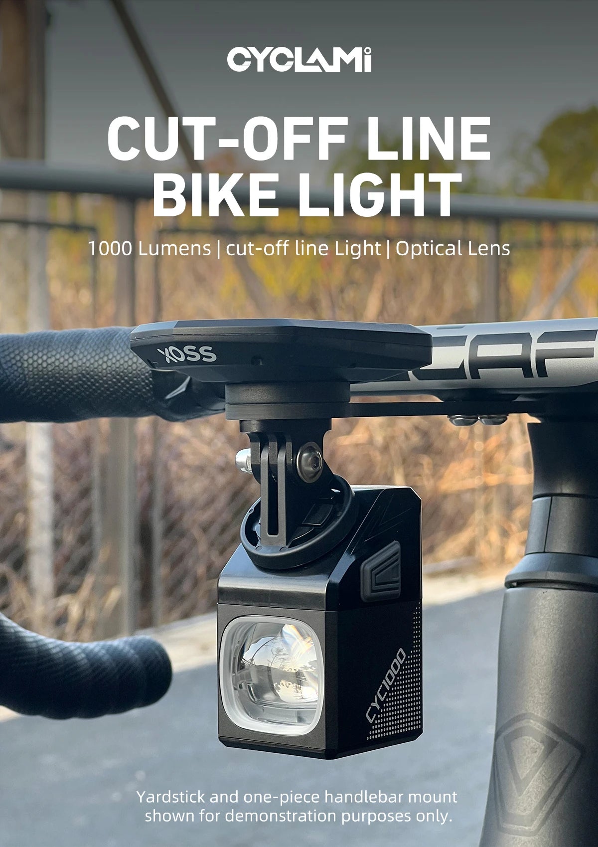 CYCLAMI CYC 1000 Lumen Bike Headlight – Ultra Bright Front Lamp with GoPro Mount & Wireless Remote for MTB & Road