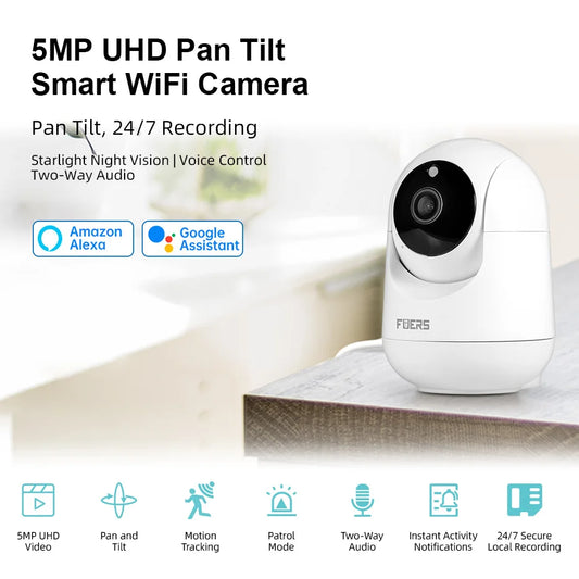 FUERS 5MP HD Indoor WiFi Security Camera – Baby Monitor & Pet Camera with Motion Detection, Tuya Smart Home & Alexa Compatible