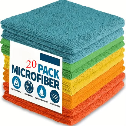 5/10/20pcs Light Gray Kitchen Towels – Ultra-Fine Fiber Cleaning Cloths, Soft, Absorbent & Stain-Removing Set