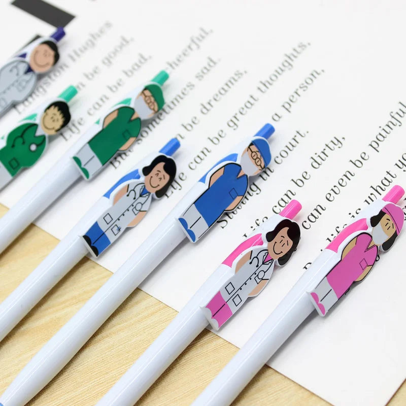 Fun Doctor and Nurse Ballpoint Pen - Cute Office and School Stationery for Students, 1.0mm Black Ink, Writing Tool