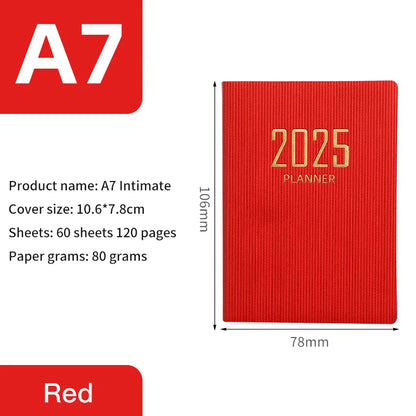 2025 A7 Pocket Planner – 365 Day PU Cover Notebook, Daily & Weekly Calendar, Office & School Agenda