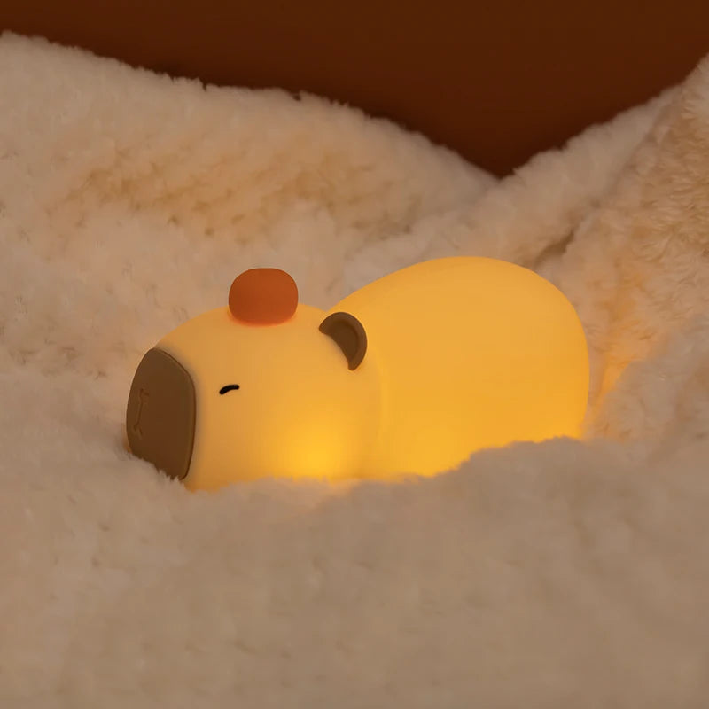 Capybara Cute Silicone LED Night Light - USB Rechargeable Dimmable Lamp for Kids' Room & Gift