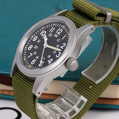 Militado ML05 Vintage Quartz Watch 38mm with VH31 Movement, Domed Sapphire Crystal, AR Coating & Luminous Dial