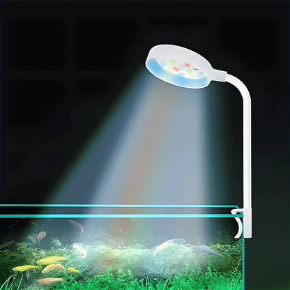 LED Aquarium Light with Adapter – Clip-On Full Spectrum USB Light, 360° Rotating for Fish Tanks