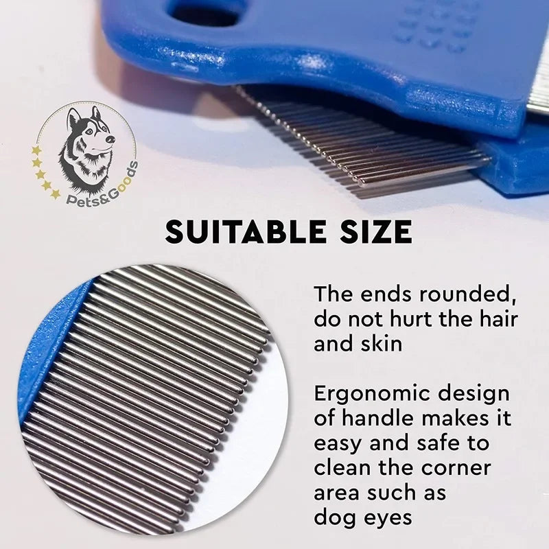 Pet Grooming Comb – Tear Stain & Flea Remover for Dogs & Cats, Gently Clears Mucus, Crust, and Small Lice