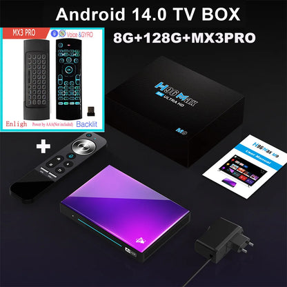 H96 MAX M9 AI Android 14 TV Box, 8-Core Rockchip RK3576, 4GB/64GB to 8GB/128GB, Wifi6, 8K 120fps, BT5.4, 1000M LAN