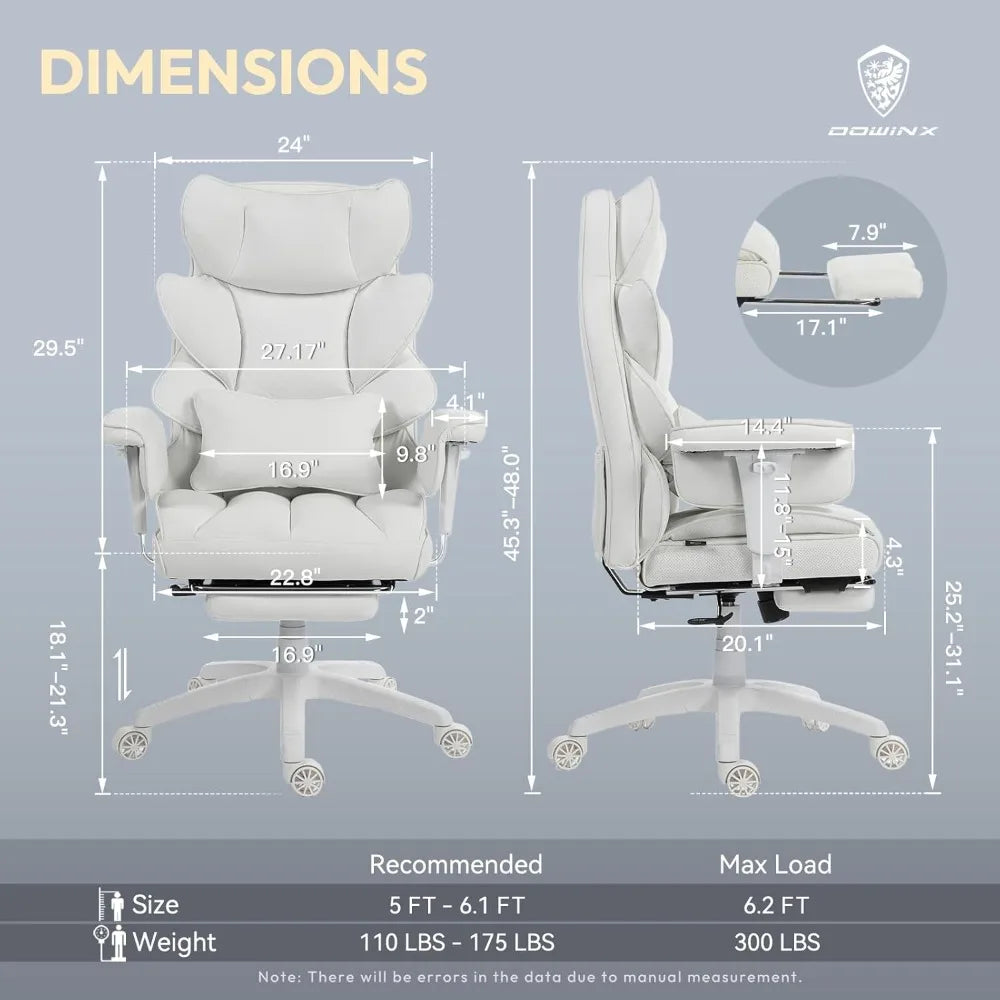 Big & Tall Office Chair – High Back Gaming & Computer Chair with Pocket Spring Cushion, Adjustable Armrests & Lumbar Support