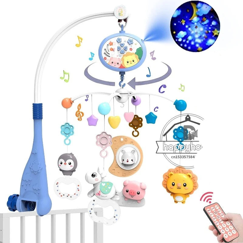 Baby Crib Mobile with Music, Lights, and Projection - Remote Control Toys for Newborns 0-6 Months