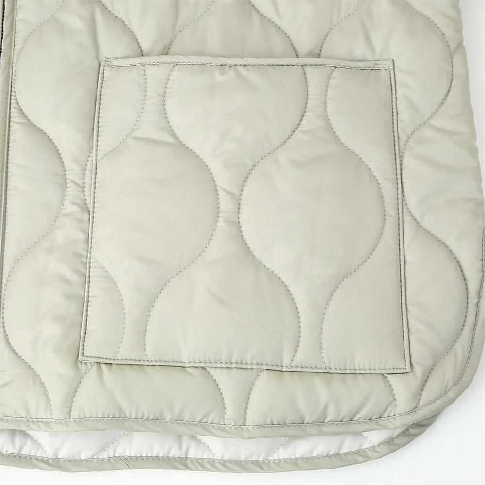 PB&ZA2024 Women's Autumn Cotton Jacket – Quilted Coat with Round Neck, Loose Fit & Pocket Decoration