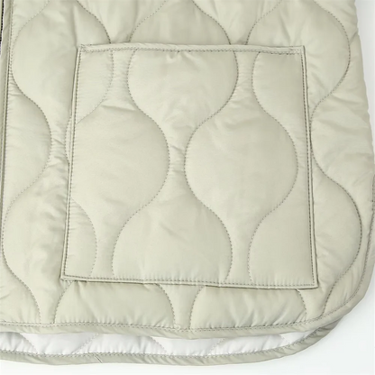 PB&ZA2024 Women's Autumn Cotton Jacket – Quilted Coat with Round Neck, Loose Fit & Pocket Decoration