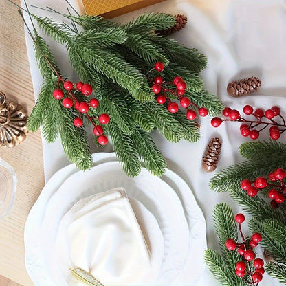 20pcs Artificial Green Pine Branches – DIY Christmas Tree & Winter Home Decor