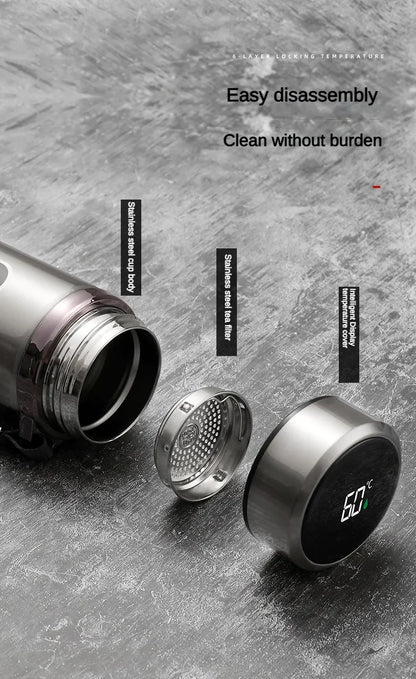 Stainless Steel Thermos Bottle 500ML-1L with LED Temperature Display - SUS304 Vacuum Flask for Tea and Water, Portable Travel Cup
