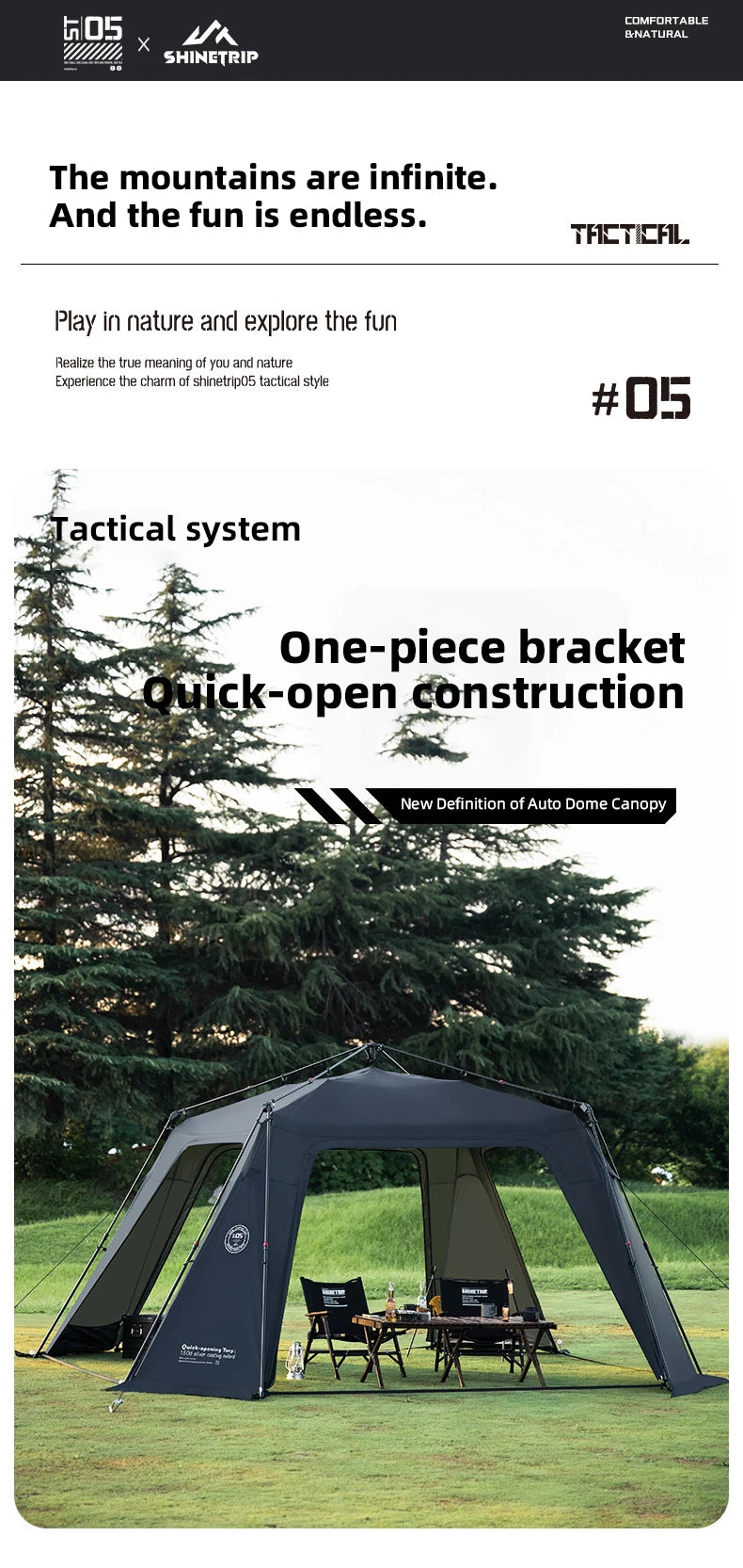 ShineTrip Oversized Dome Tent – Quick Setup, Waterproof & Sunproof Silver-Coated Canopy for Camping (05 Series)