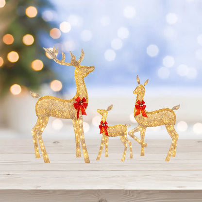 3PCS Lighted Reindeer Christmas Decoration Set – Cute Yard & Home Holiday Lights